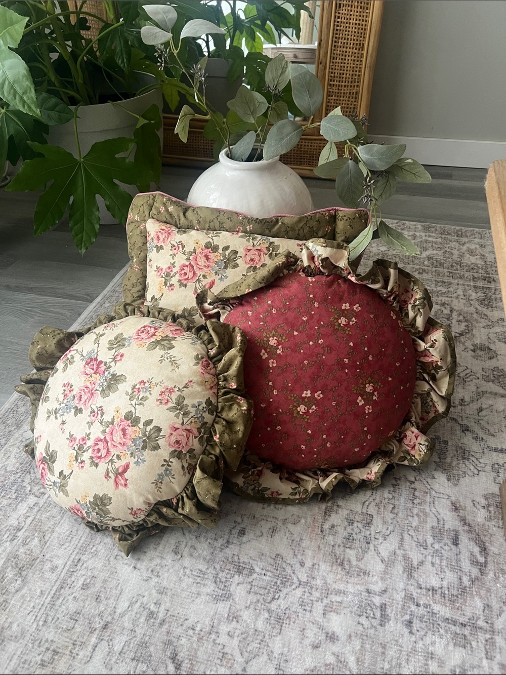 Vintage French Country/ Cottagecore Reversible Accent Pillows